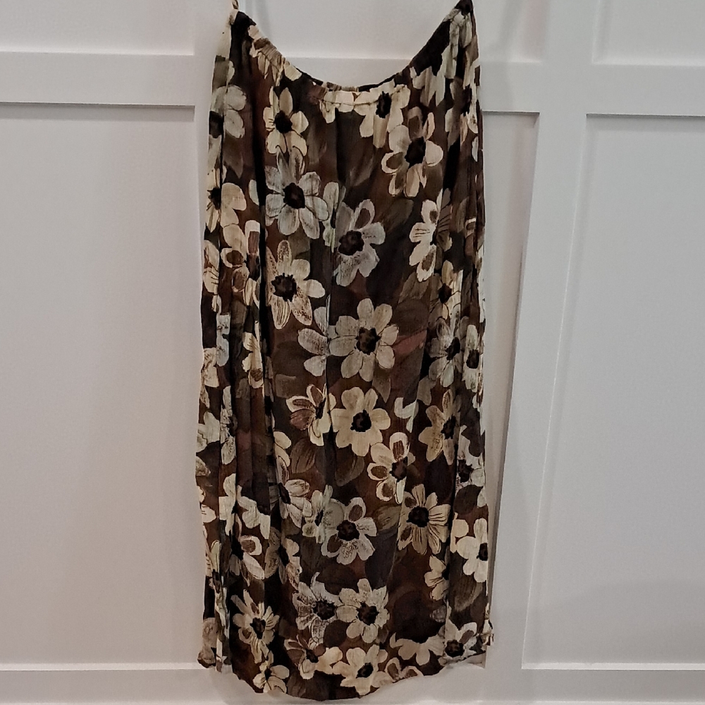 Aura Bold Floral Rayon Skirt, Elastic Waist, XL